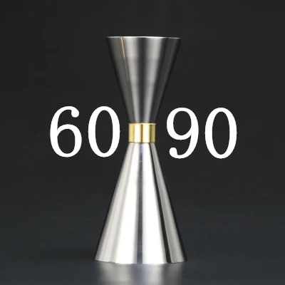 Silver 60x90ml 1 шт. тонкий двойной мерный стаканчик из нержавеющей стали для коктейлей, мерный стаканчик для ликера, мерная чашка для мартини, измерительный инструмент, бар - Цвет: Silver 60x90ml