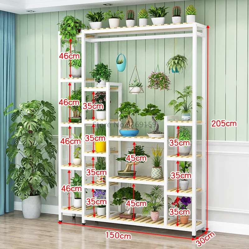 Environmentally Friendly Flower Frame Wrought Iron Household Multi-layer Balcony Rack Partition Hanging Green Flower Pot Rack - Цвет: Фиолетовый