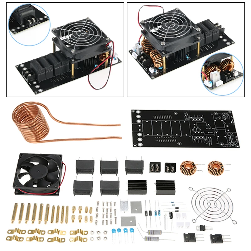 

DC 12V-40V 1000W 20A ZVS Induction Heating Board PCB Module Heater Coil with Fan