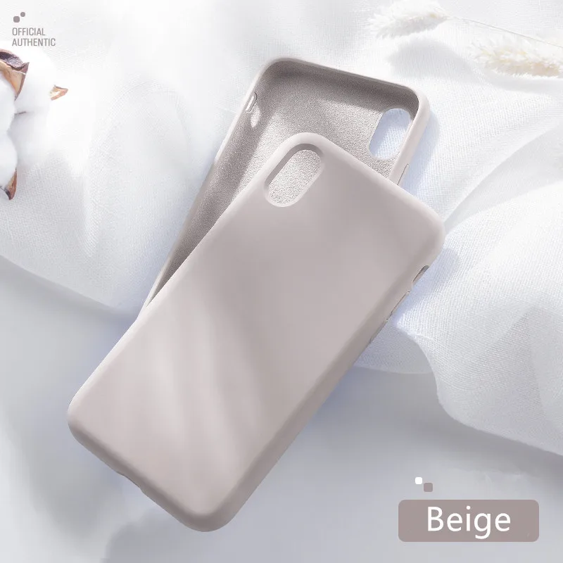 Официальный чехол для iPhone X XS MAX XR 7Plus жидкий силиконовый чехол для iPhone 7 8 6 S 6 S Plus Полные Защитные чехлы - Color: Beige