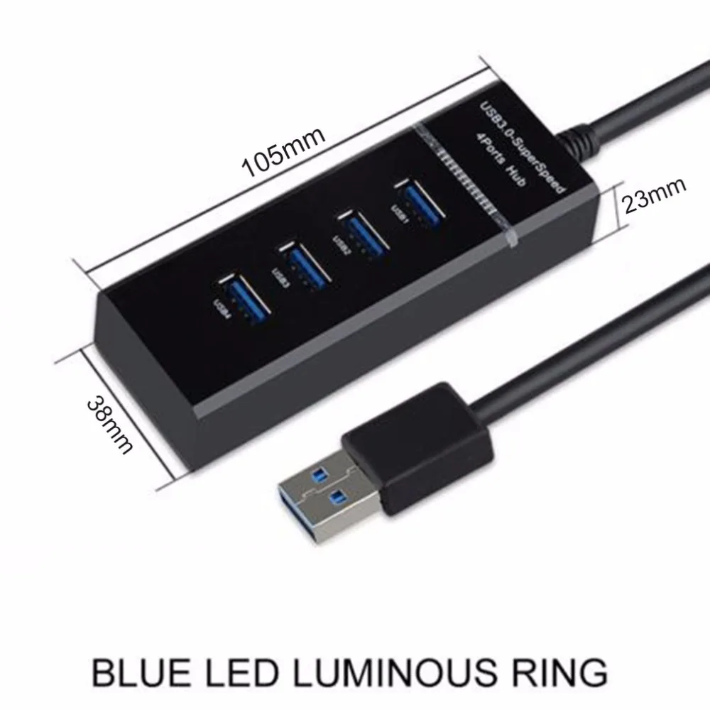 4 порта USB концентратор высокоскоростной передачи USB 3,0 концентратор удлинитель адаптер Портативный USB разветвитель для ноутбука ноутбук ПК
