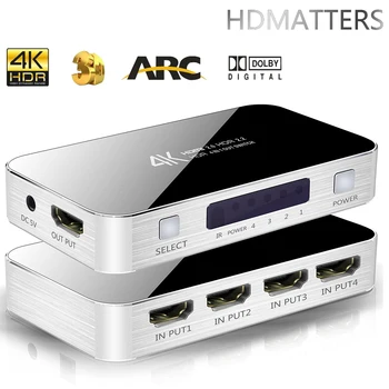 Commutateur HDMI 4K avec commutateur audio HDMI 2 0 extracteur audio HDR séparateur d rsquo arc HDMI 4 #215 1 avec télécommande (HDMI vers HDMI + toslink + Aux) tanie i dobre opinie HDmatters Interface optique Femelle-Femelle NONE CN (Origine) CÂBLES HDMI HDMI 2 0a SAC PLASTIQUE Pas de Combinaison HDMI2 0