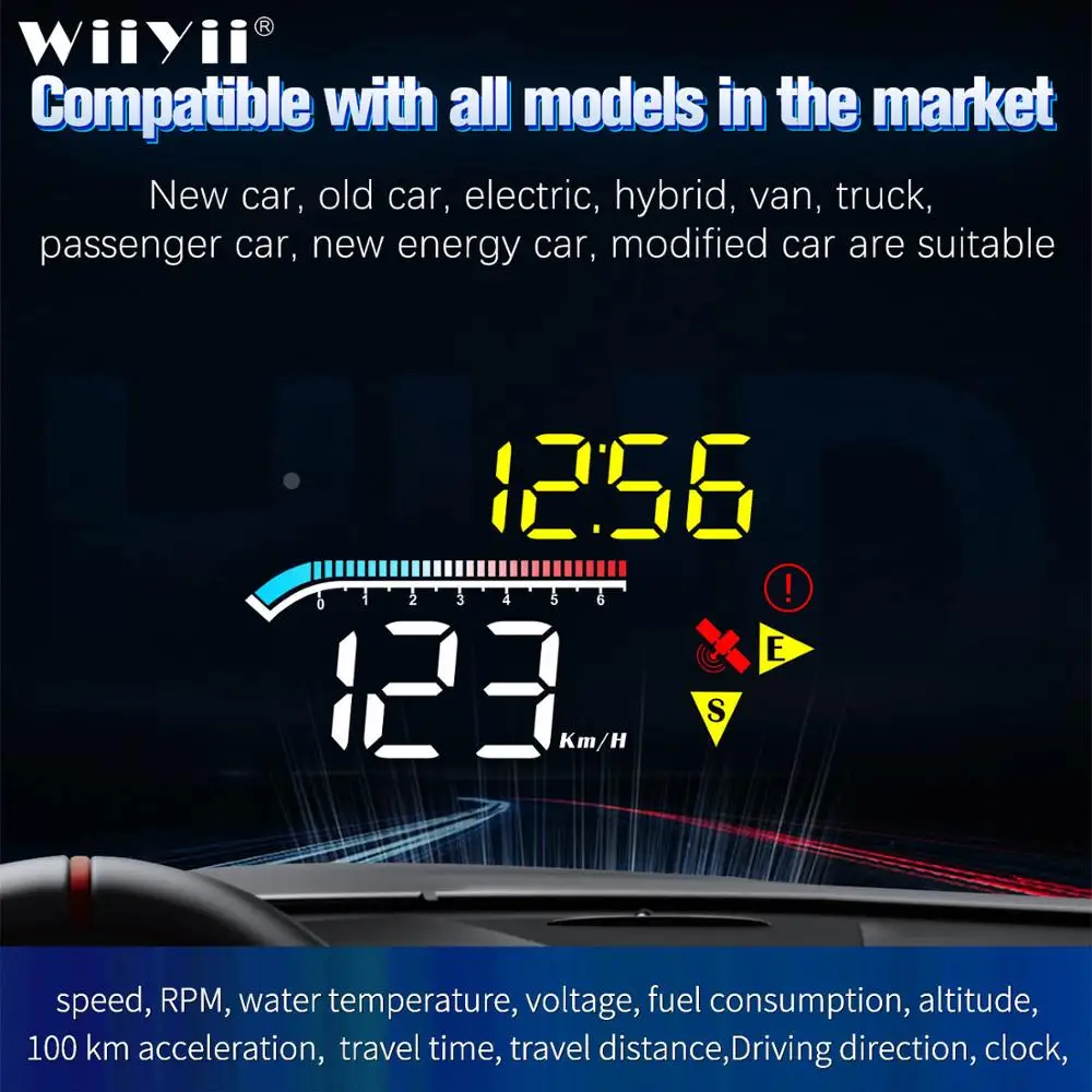 M17 hud obd head up display OBD2 GPS Dual System Windshield Speed Projector Security Alarm Water temp Overspeed RPM Voltage