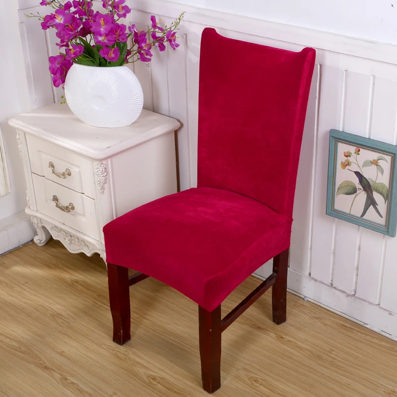 Сплошной цвет серый плюшевый тканевый чехол на стулья бархатное толстое сидение Крышка для столовой свадьбы офиса банкета чехлы для стульев