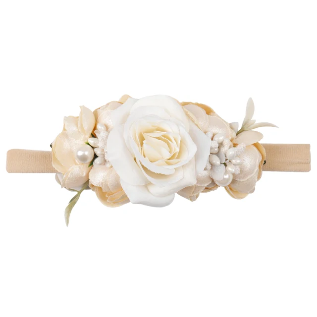 Floral Girls Headbands Newborn Baby Elastic Princess Hairbands Kids Pearl Flower Fresh Style Cute Hair Accessories Diademas 10