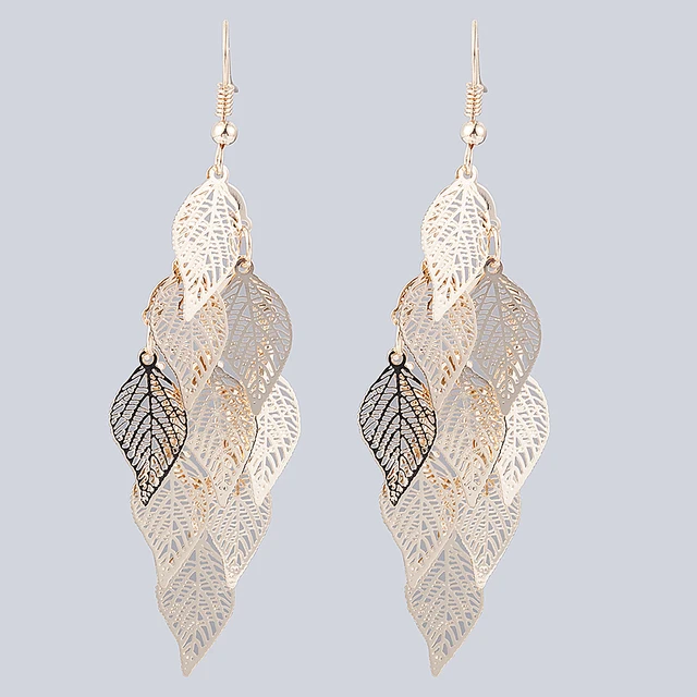 Seven-color small nine leaf accessories Leaves Earring Bohemian Jewelry Dangle Drop Earrings Cute decoration Women Gift gold