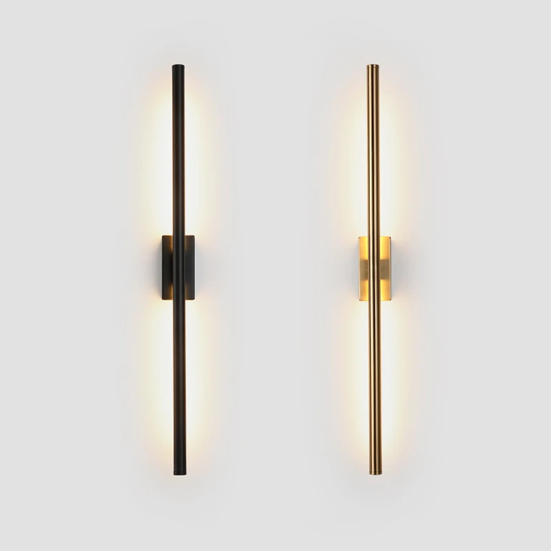 exterior wall lights Modern simple linear tube LED wall lamp up down background opposite wall light LED bedside foyer corridor black gold LED sconce wall lights interior