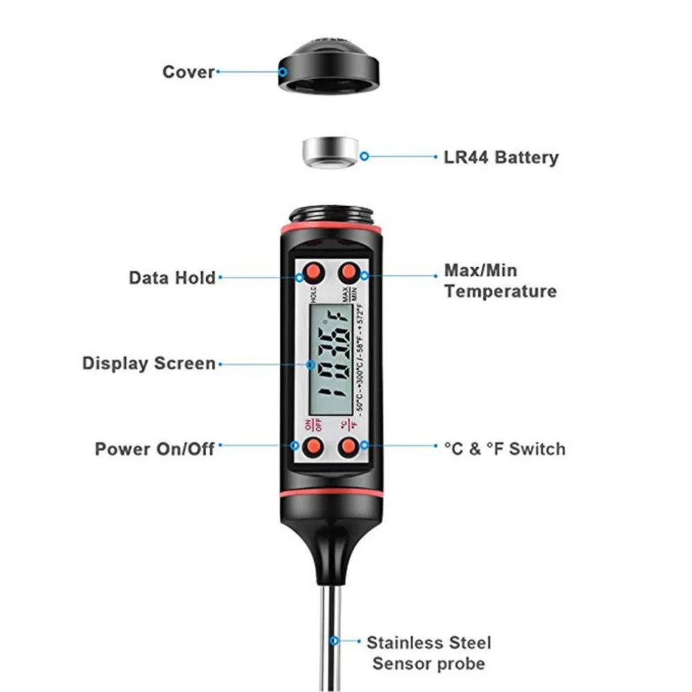 Термодатчик для пищи электронный цифровой жидкий барбекю масло для выпечки термометр мгновенная реакция термометр для приготовления пищи