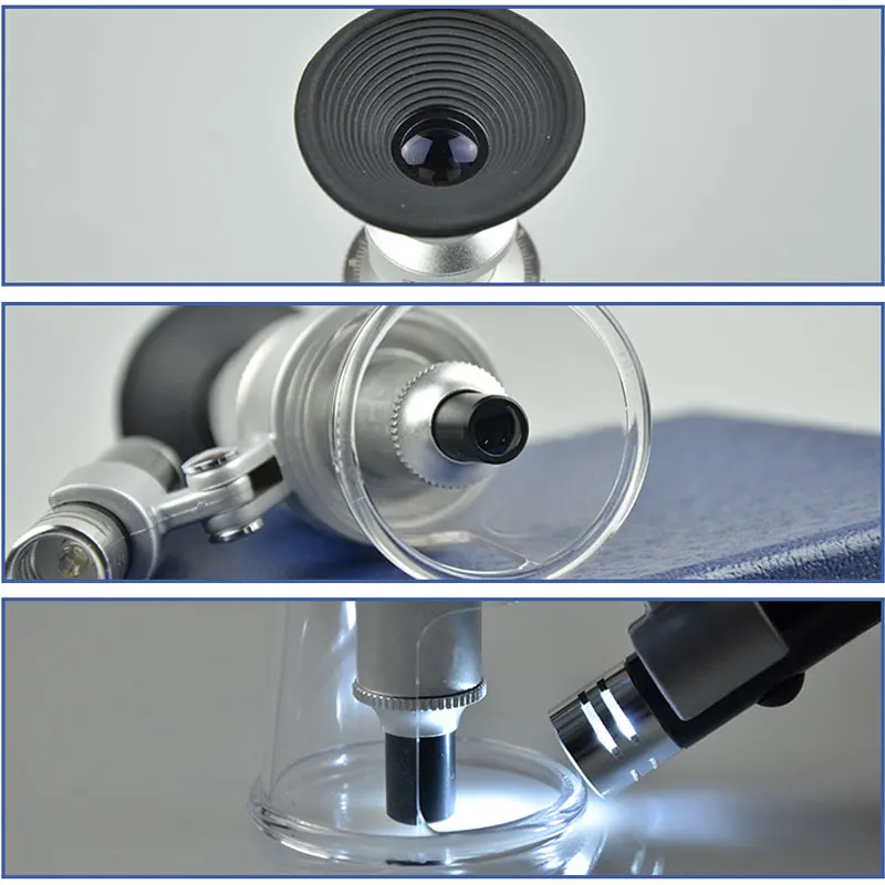  DIV 0.01mm 0.005mm High Foot Magnifier 50X 100X Pocket Microscope with Scale LED Magnifying Glass f