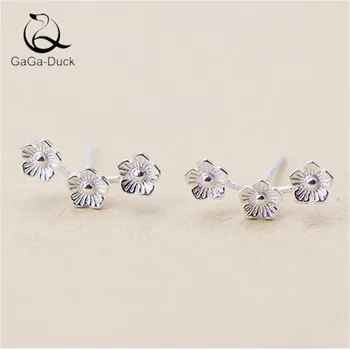 

New Korean Style Simple Fashion Jewelry 925 Sterling Silver Three Flowers Snowflake Temperament Women Stud Earrings E511