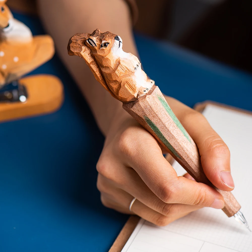 Wood Carving Animal Handmade Wooden Gel Ink Pens for Writing Signature Decoration Office School A6029 gel pens retractable gel pens colored pens erasable gel pens gel pen refills drawing pens
