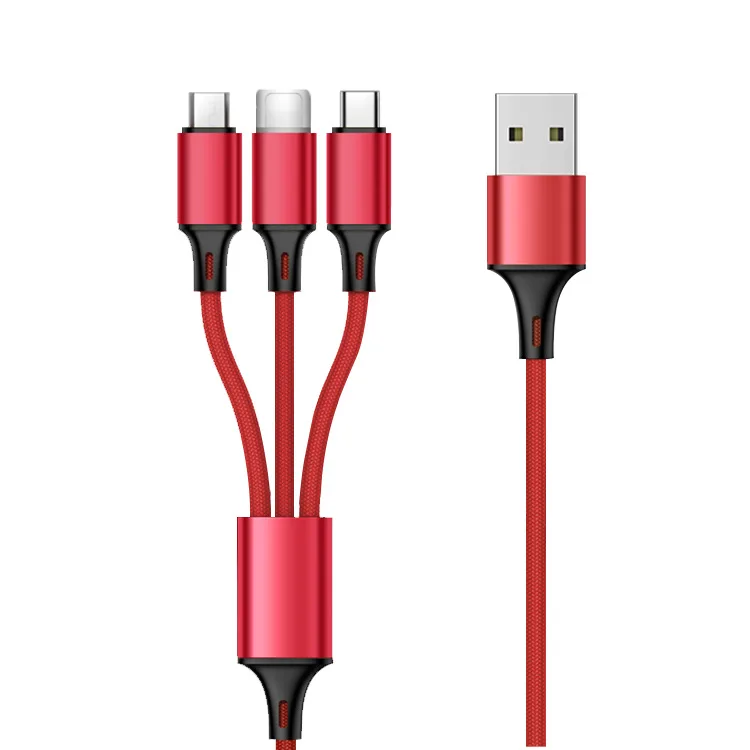 

New 3-in-1 data cable for Apple Android type-C mobile phone multi-function 3-in-1 woven charging cable