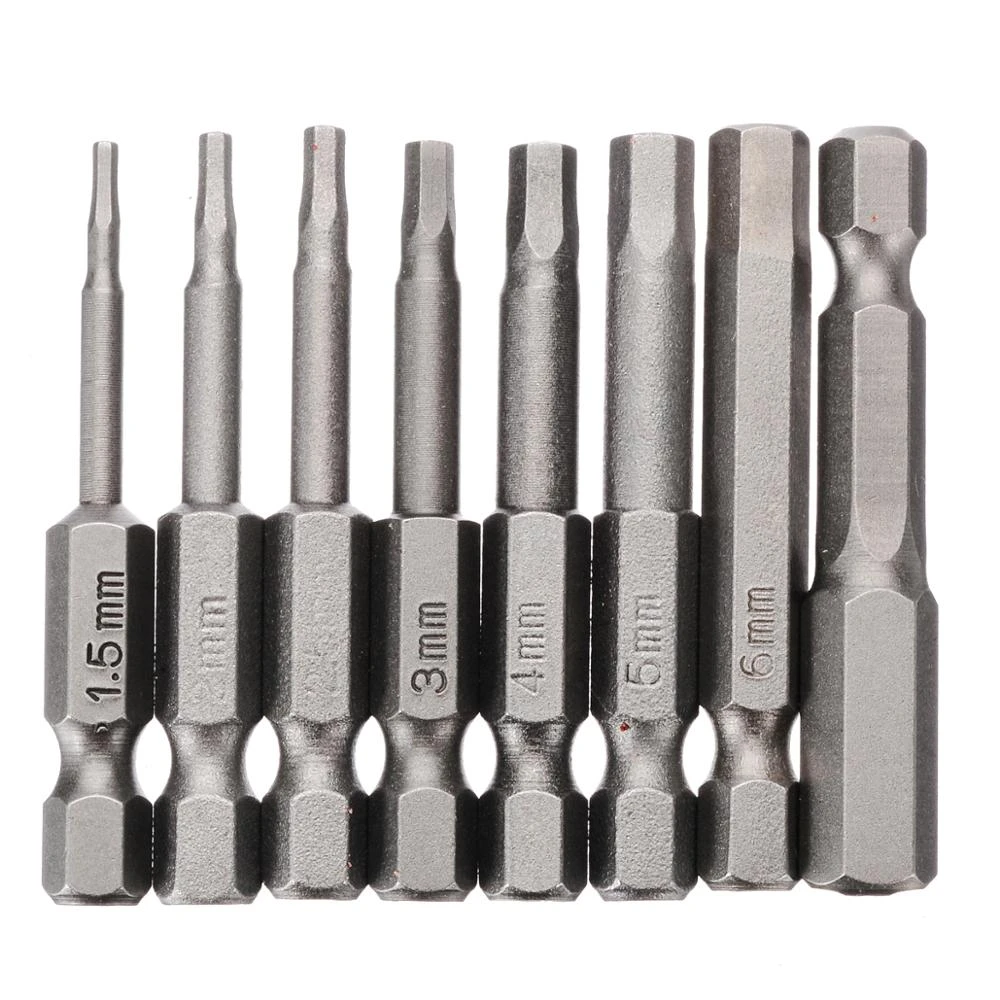 6pcs Magnetic S2 Steel Flat Head Impact Hex Screwdriver Bits Drill Set 50mm Long 6pcs Magnetic S2 Steel Flat Head Impact Hex Screwdriver Bits Drill Set 50mm Long