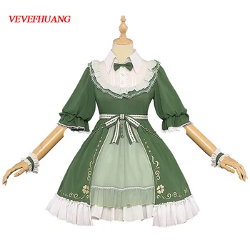 

VEVEFHUANG Anime Boku no MY HERO ACADEMIA Asui Tsuyu Enchanter Lolita Uniform Dress Cosplay Costume Full set Halloween For Unise