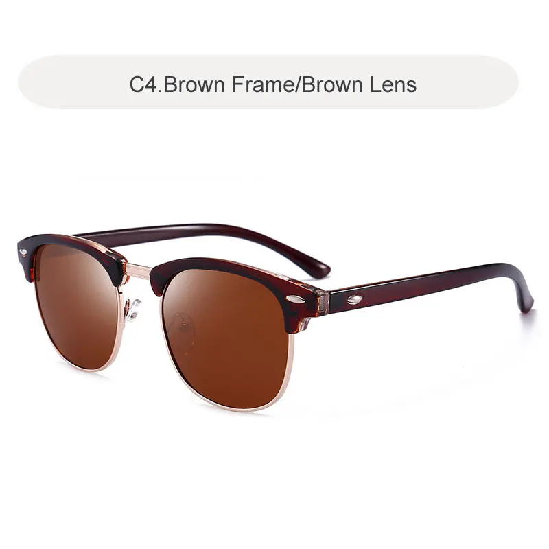 C4 Brown-Brown Ретро Поляризованные солнцезащитные очки для мужчин и женщин брендовый дизайн, квадратные солнцезащитные очки для вождения, зеркальные Мужские очки Oculos De Sol - Цвет линз: C4 Brown-Brown