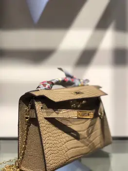 

free shipping the new style high quailty alligator genuine cow leather women handbag one shoulder chain bag crossbody mini bag