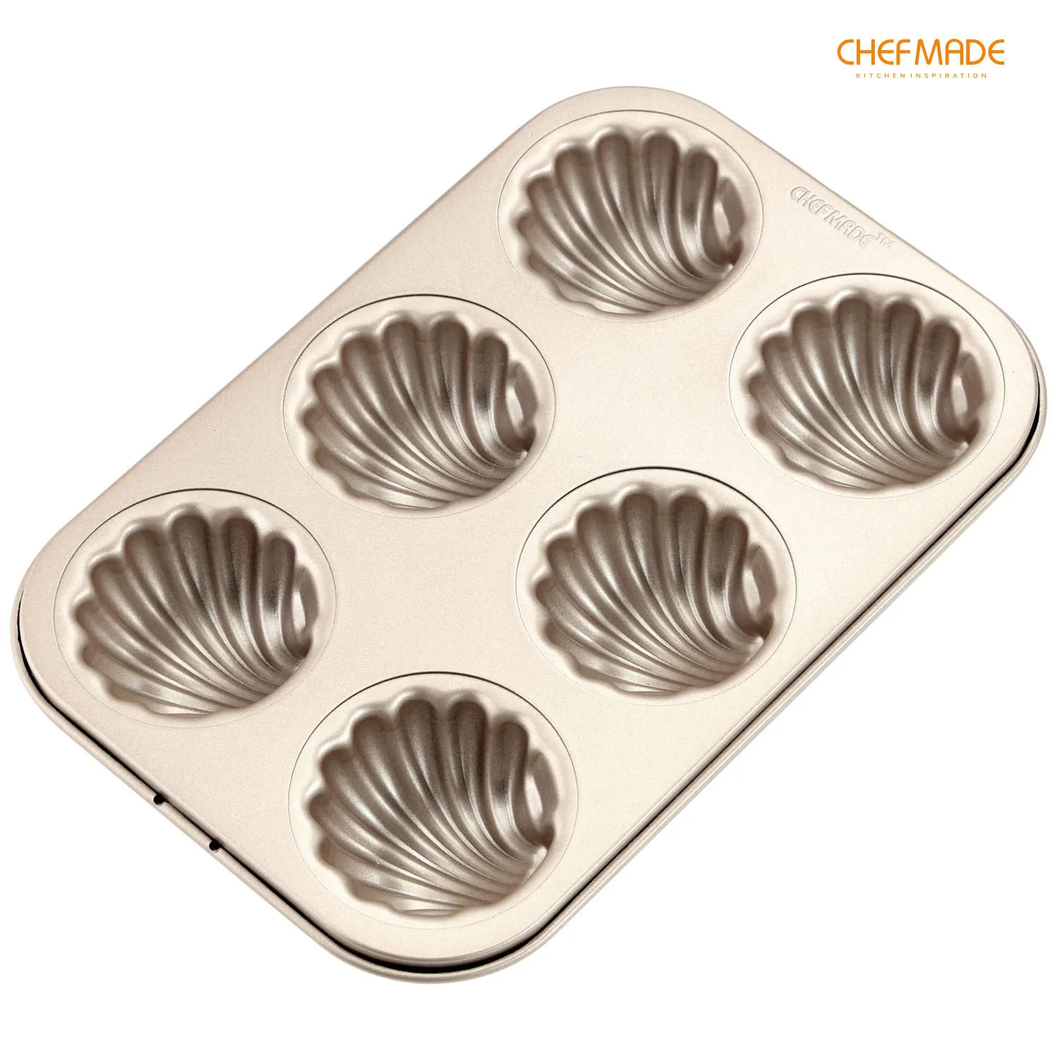

CHEFMADE Madeleine Cake Mold,6-Cavity Non-Stick Spherical scallop Madeline Pan,FDA Approved