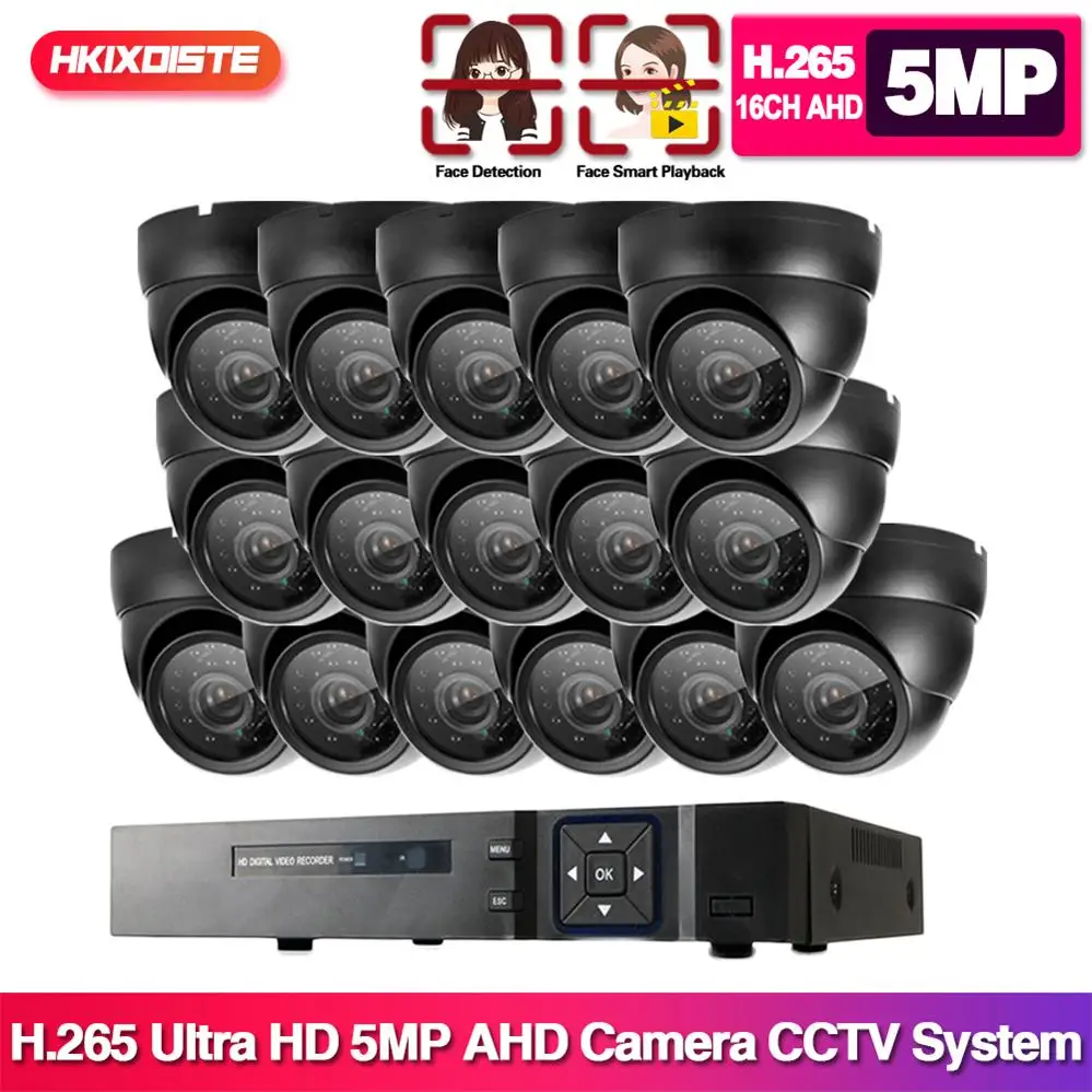 H.265 + 8 каналов 16 5 Мп AHD DVR комплект системы видеонаблюдения шт. 2592*1944P HD наружная