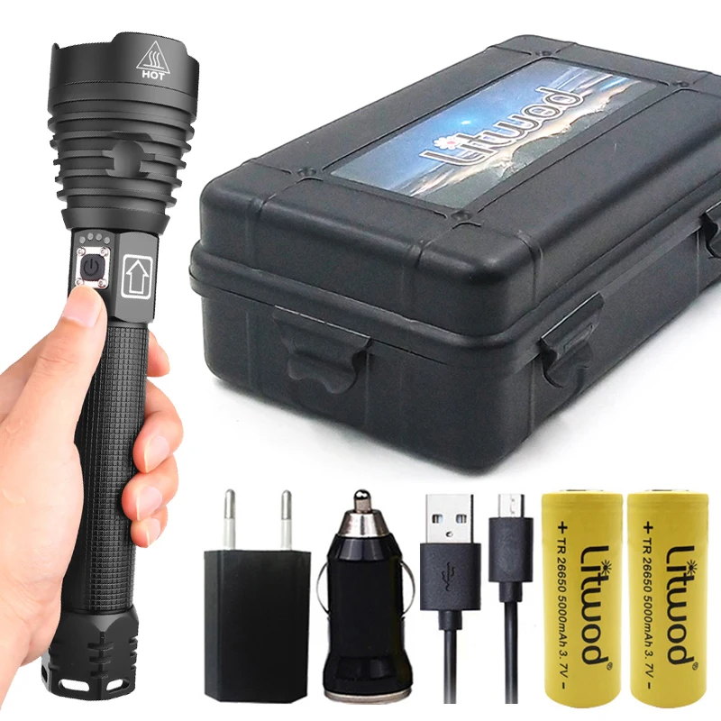 

Xlamp XHP90 Z351909 the most powerful led flashlight power 26650 or 18650 battery & xhp70.2 Tactical Flash light torch