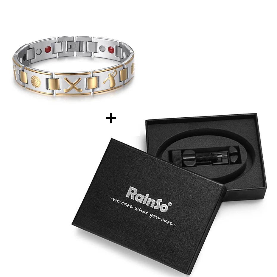 bracelet with box RainSo магнитный браслет из нержавеющей стали для женщин, модные ювелирные изделия из серебра и золота, цепочка с энергетическими элементами для здоровья - Окраска металла: bracelet with box