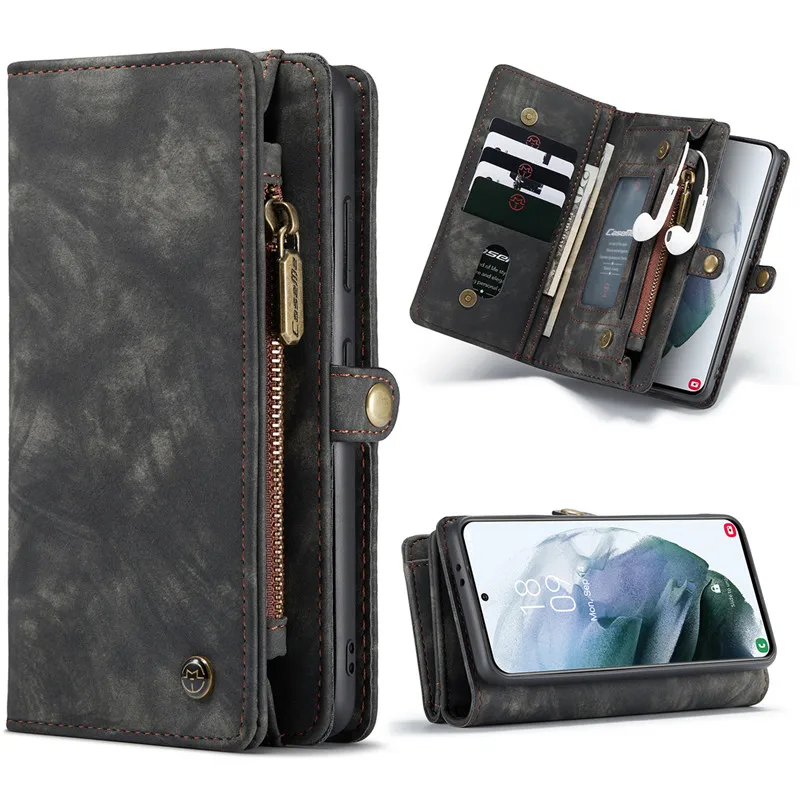 Wallet Card Slots Flip Leather For Samsung Galaxy S21 Ultra Plus Note 20 A72 A52 S20 FE Case Shockproof Phone Cover Funda Coque
