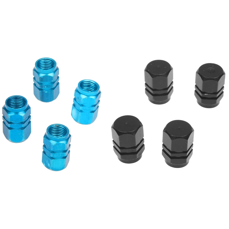 8 Pcs Tire Wheel Rims Stem Air Valve Caps Tyre Cover Car Truck Bike 4 Blue & Black | Спорт и развлечения