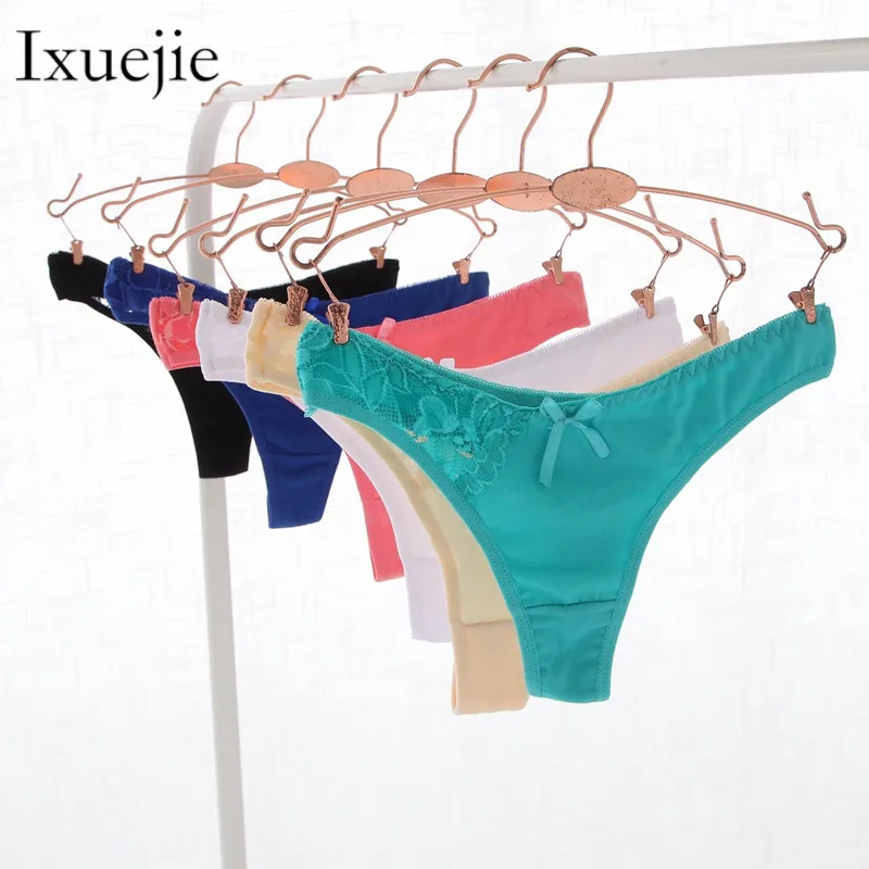 Трусики танга женские х/б с низкой посадкой 6 шт./Лот M L XL|lace panties women|thong briefspanties women |