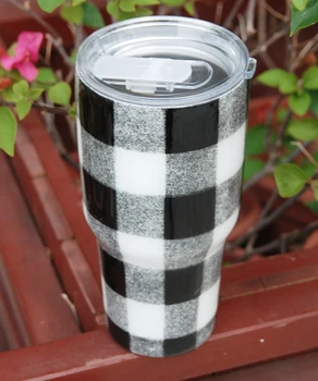 

30oz Epoxy Buffalo Plaid Tumbler Glitter Plaid Stainless Steel Cup Christmas Gifts For Water Holder DOM1172