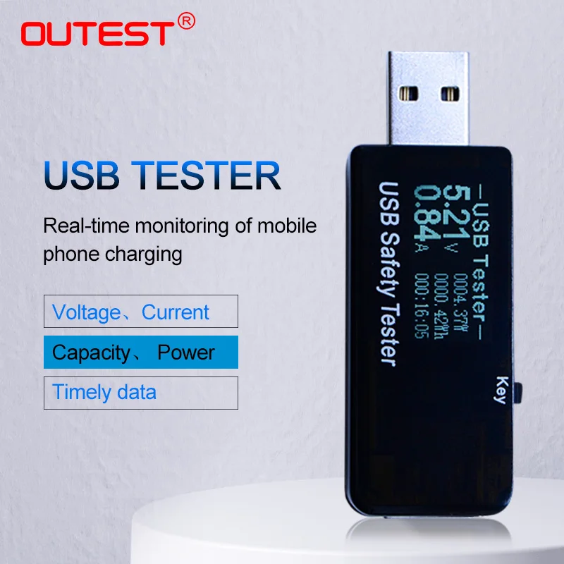 USB тестер OUTEST с цифровым дисплеем 3 30 в измеритель емкости и зарядного устройства