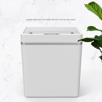 

Automatic Press Infrared Motion Sensor Trash Can/Recycler with D Shape Silver/Silver Lid & S Base