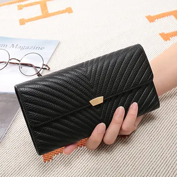 

Fashion Popular V-pattern Long Wallet 2020 New Practical Multi-functional Women's Wallet Genuine Leather Handbag Purse DDY06