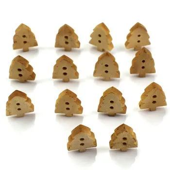 

500PCS 2 Holes Buttons Cute Christmas Tree Decor Sewing Scrapbook DIY Craft Wooden Buttons Tree Shape 15MM Wood Button