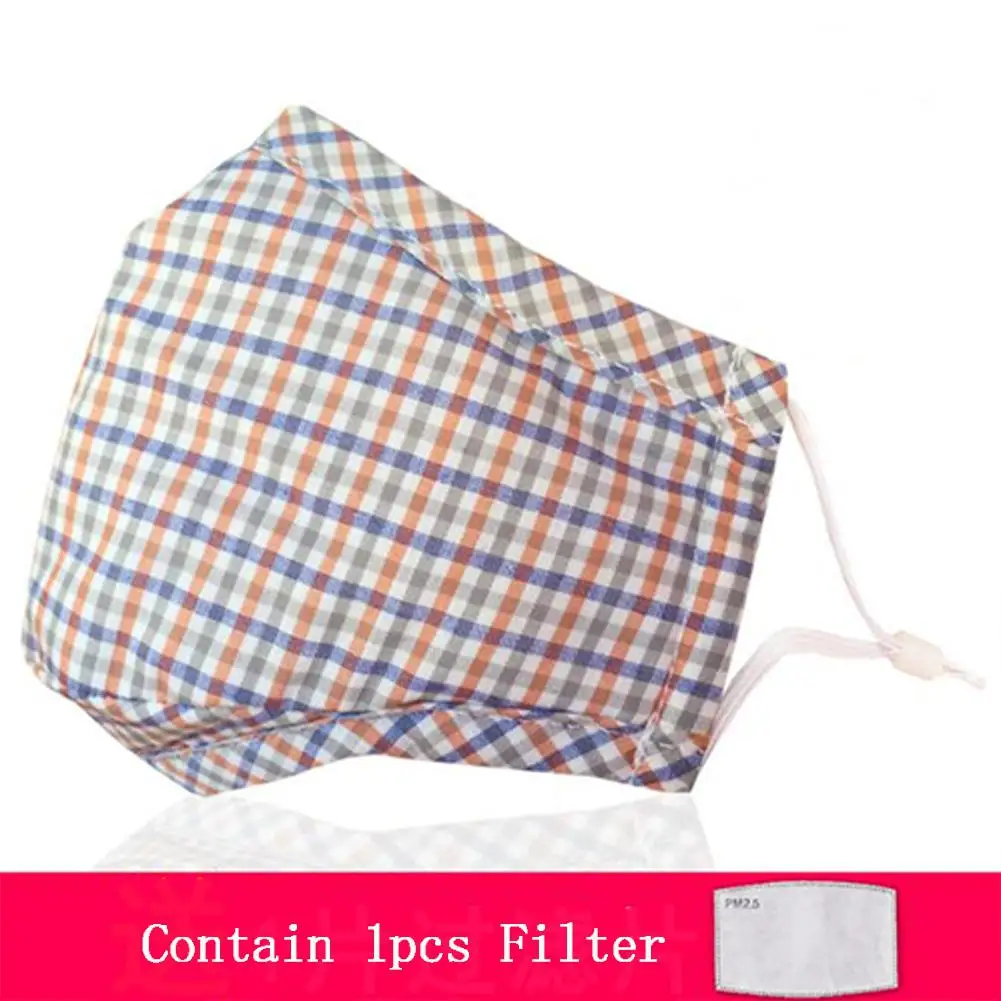 

DishyKooker Kids PM2.5 Filter Cotton Mask Dustproof Anti-fog Protective Mask Face Guard Plaid Pattern