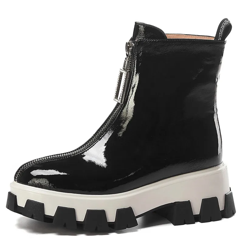Buonoscarpe/модные женские ботильоны; обувь в стиле панк; женская обувь для ночного клуба; сезон осень-зима; сапоги для верховой езды из натуральной кожи на платформе - Цвет: black