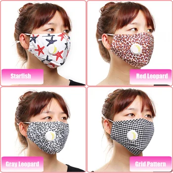 

New Reusable Washable Valve Face Mask For Women Men Adult Breath Anti Dust Pollution Cotton Mouth Mask With PM2.5 Filter Pad Set