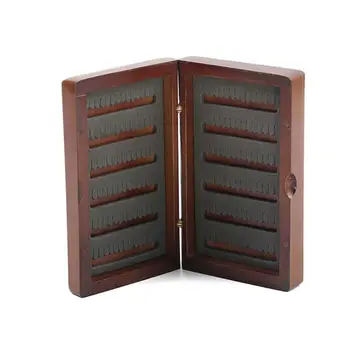 

1 PC Wooden Fly Fishing Box Portable Double Side Slit Foam Insert Fly Tackle Case