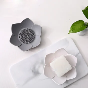 

Silicone Soap Dish Box Bathroom Draining Soap Plate Lotus Anti-Skid Storage Sponge Holder Tray Bathroom Supplies Accessories