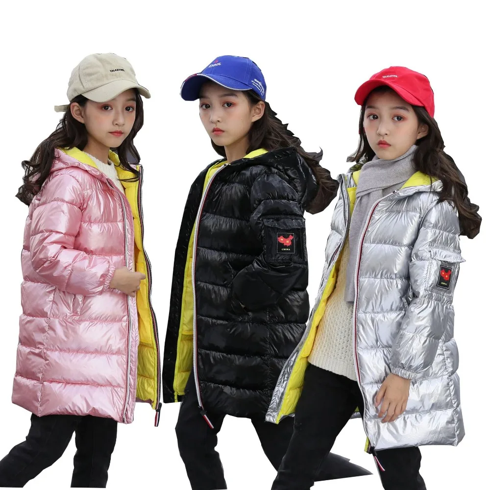 Новая модная зимняя куртка для мальчиков и девочек-подростков детская куртка из плотного бархата длинное теплое пальто для холодной зимы