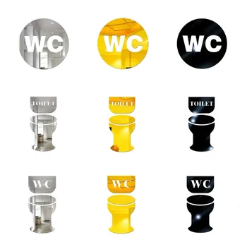 

3 Styles Acrylic Mirror Sticker Toilet Door Sign Men Women Bathroom WC Modern Design 3D Mirror Wall Stickers for Home Decoration