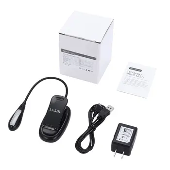 

Rechargeable 4 LED Book/Music Light Flexible Clip on Desk Lamp Dimmable Adjustable Goose Neck Built-in 1000mAh Battery