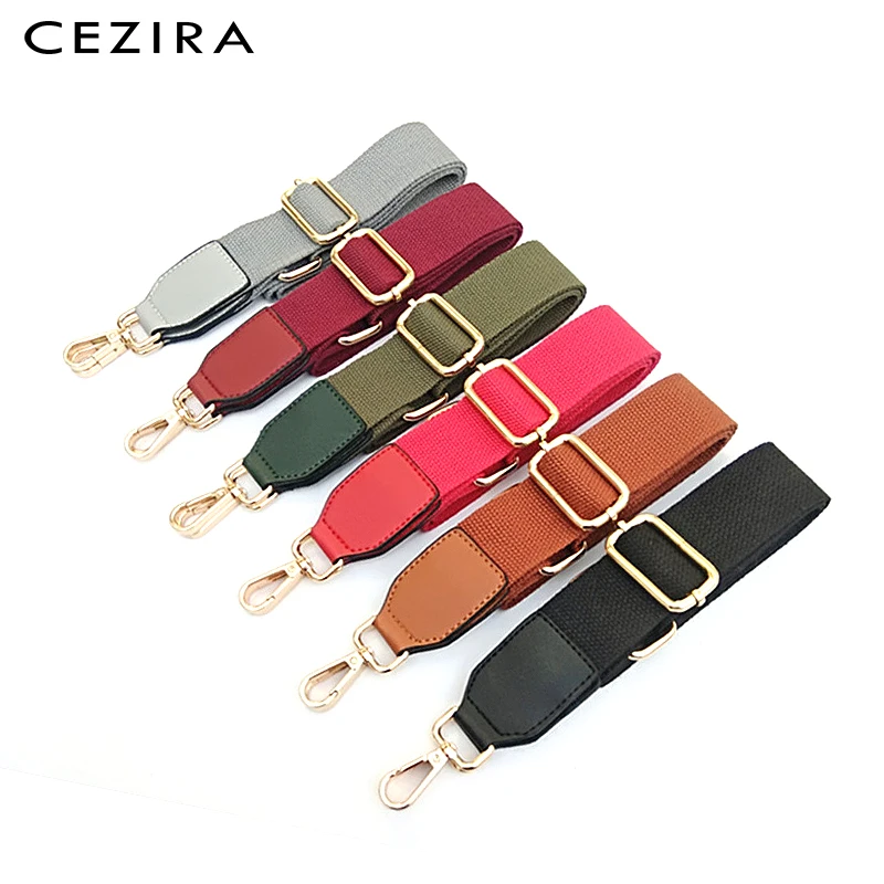 

CEZIRA Brand Adjustable Long Belt For Bags PU&Nylon Shoulder Straps Fashion Solid Wide Buckle Handle Women Handbag Accessories