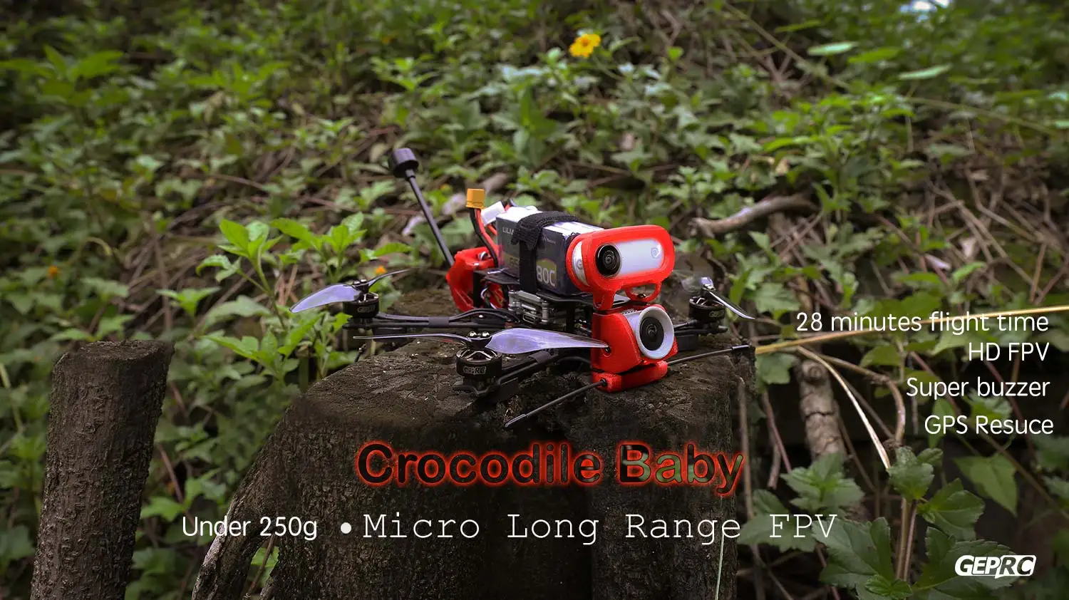 GEPRC Crocodile Baby 4 FPV Drone, Boc/ 28 minutes flight time HD FPV Super buzzer GPS Resuce Croco