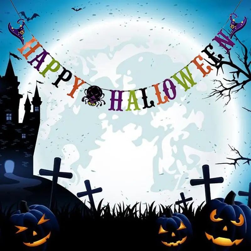 2PCS Portable Durable Useful Creative Decorative Hanging Garland Letter Witch Hanging Bunting for Party Festival Home Halloween