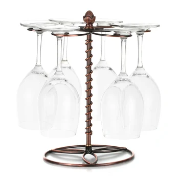 

New Wine Glass Rack Red Wine Glass Drying Rack Glass Rack 6 Stemware Storage Display Rack Rust-proof Durable Stable Rotatable