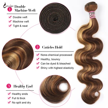 Human Hair Bundles P4/27 Honey Blonde Ombre Bundles Human Hair 10A Brazilian Hair Weave Bundles Uwigs Hair - Image 3