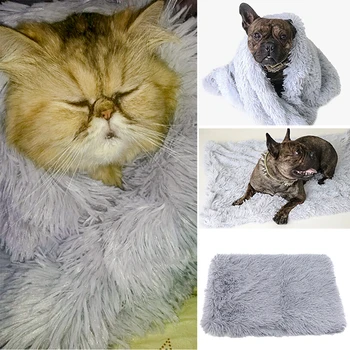 

Comfortable Fluffy Dog Cat Bed Mats Fleece Pet Blankets Deep Sleeping For Dogs Solid Cat Mattress Soft Winter Thin Covers