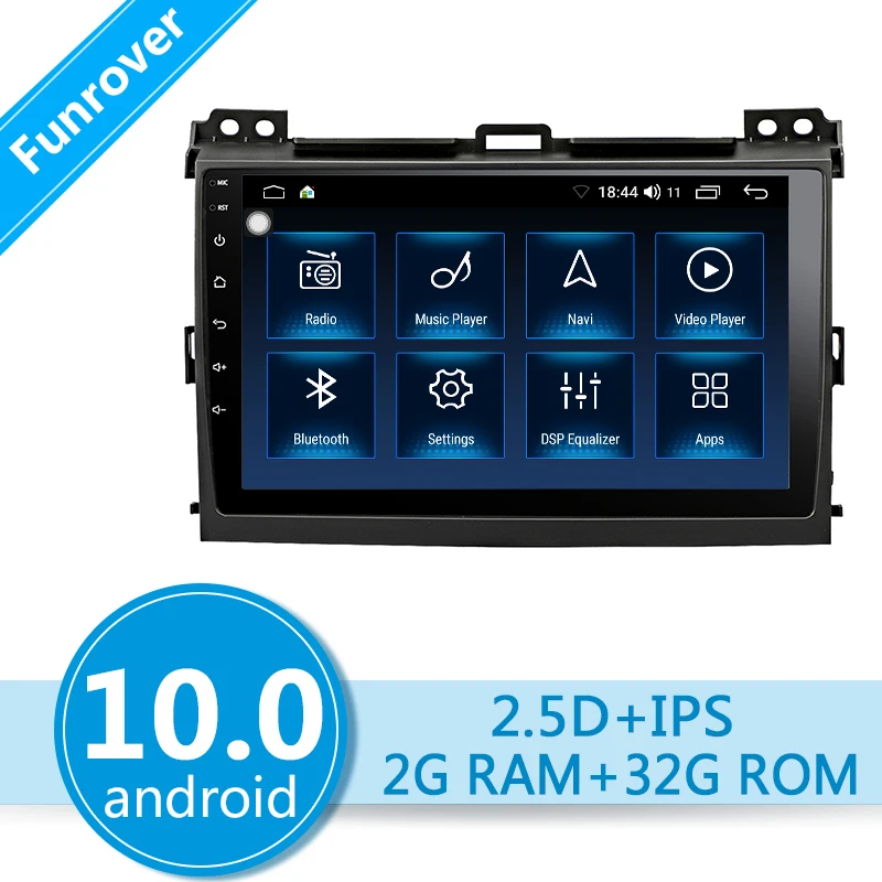 FUNROVER android10.0 2.5D+IPS car radio for Toyota Land Cruiser Prado 120 dvd multimedia player gps navigation system stereo | Автомобили