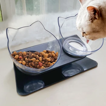 

New Cat Bowls Dogs Feeders Cat Feeding Bowl Food Bowls Water Bowls With Raised Stand For Cats Double Bowl Cats Pet Supplies