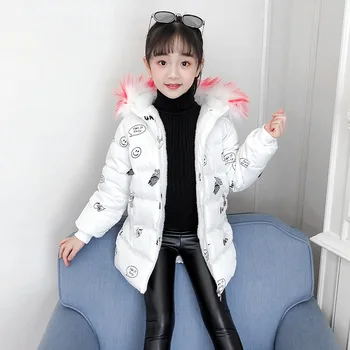 

2020 Winter Thicken Parka Warm Down Jacket for Girl Clothes Faux Fur Hooded Children Outerwear Coats Fashion Girls Clothing