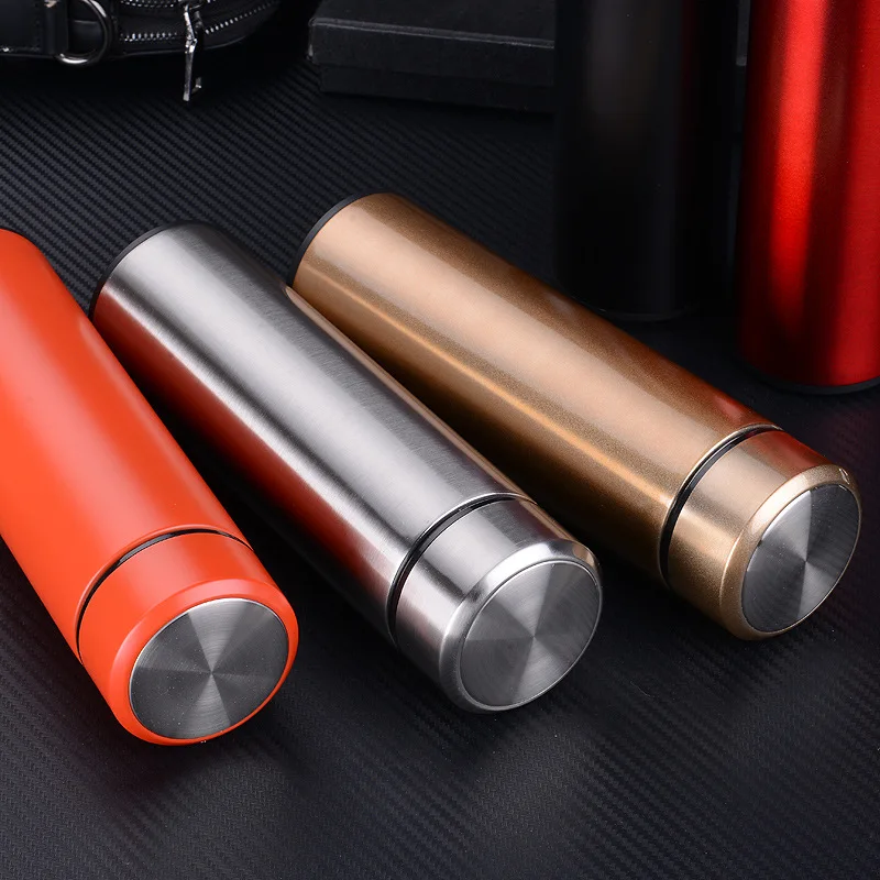 

New Style Business Insulated Stainless Steel Bottle Spacious Men And Women Couples Car Mounted Glass Printed Logo Gift Cup Lette